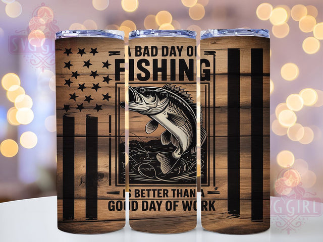 Bad Day Fishing Beats Good Day Working Tumbler, Bad Day Of Fishing Cup, Good Day Of Work Tumbler, Fishing Quote Tumbler, Outdoor Fishing Tumbler, Sublimation Fishing Wrap, 20Oz Fishing Tumbler Sublimation SvggirlplusArt 