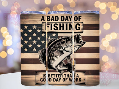 Bad Day Fishing Beats Good Day Working Tumbler, Bad Day Of Fishing Cup, Good Day Of Work Tumbler, Fishing Quote Tumbler, Outdoor Fishing Tumbler, Sublimation Fishing Wrap, 20Oz Fishing Tumbler Sublimation SvggirlplusArt 