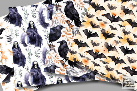 Bad Omen Halloween Digital Paper | Scary Pattern Digital Pattern Fine Purple Elephant Creations 