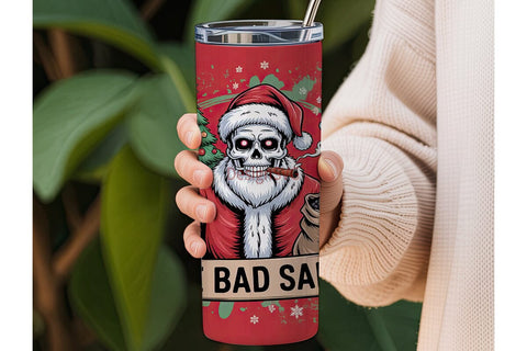 Bad Santa Christmas Tumbler Wrap Sublimation DesignSVG 