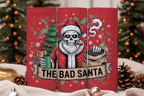 Bad Santa Christmas Tumbler Wrap Sublimation DesignSVG 
