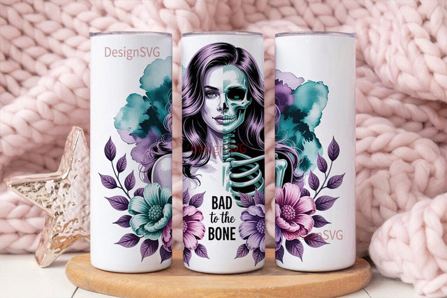 Bad to the Bone 20oz Tumbler Wrap Sublimation DesignSVG 
