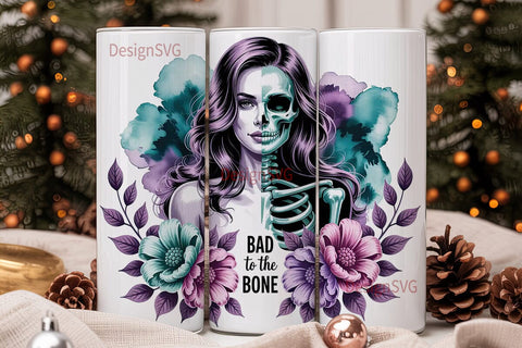 Bad to the Bone 20oz Tumbler Wrap Sublimation DesignSVG 