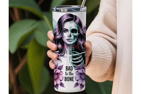 Bad to the Bone 20oz Tumbler Wrap Sublimation DesignSVG 