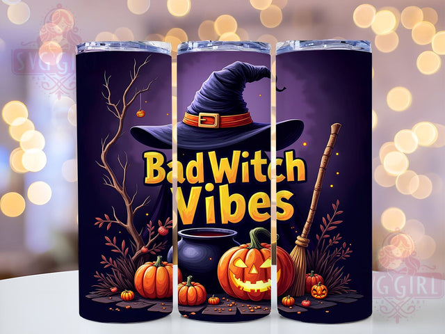 Bad Witch Vibes 20oz Tumbler Wrap Sublimation Design, Straight Tapered Tumbler Wrap, Halloween Witch Tumbler Png, Instant Digital Download Sublimation SvggirlplusArt 