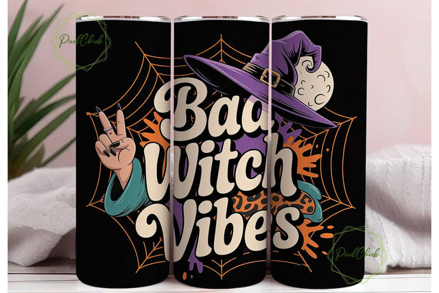 Bad Witch Vibes 20oz Tumbler Wrap Sublimation PixelChick 