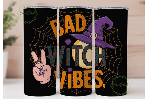 Bad Witch Vibes 20oz Tumbler Wrap Sublimation PixelChick 