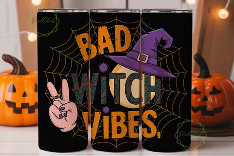 Bad Witch Vibes 20oz Tumbler Wrap Sublimation PixelChick 
