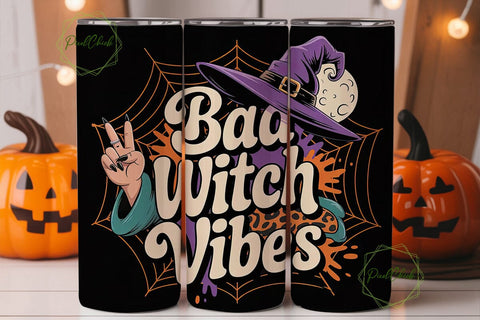 Bad Witch Vibes 20oz Tumbler Wrap Sublimation PixelChick 