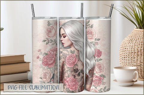 Badass Girl 20 Oz Tumbler Wrap PNG Sublimation Shetara Begum 