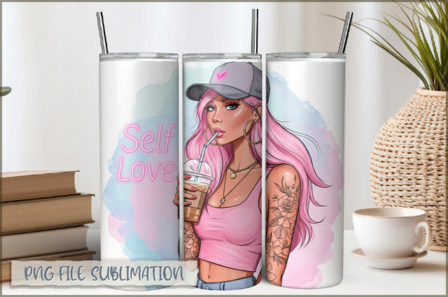 Badass Girl 20 Oz Tumbler Wrap PNG Sublimation Shetara Begum 