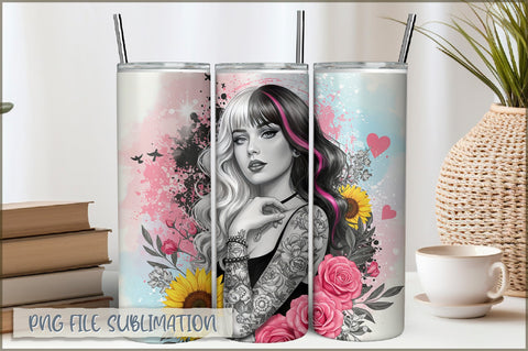 Badass Girl 20 Oz Tumbler Wrap PNG Sublimation Shetara Begum 