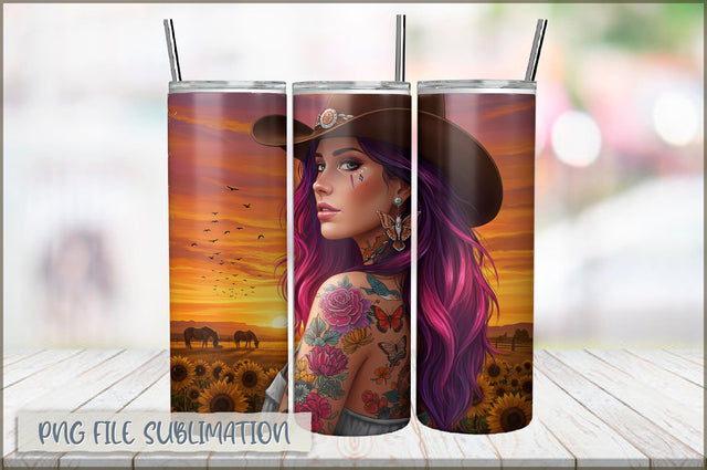 Badass Girl 20 Oz Tumbler Wrap PNG Sublimation Shetara Begum 