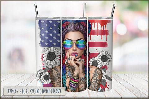 Badass Girl 20 Oz Tumbler Wrap PNG Sublimation Shetara Begum 