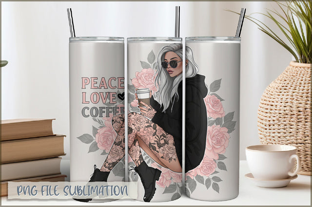 Badass Girl 20 Oz Tumbler Wrap PNG Sublimation Shetara Begum 