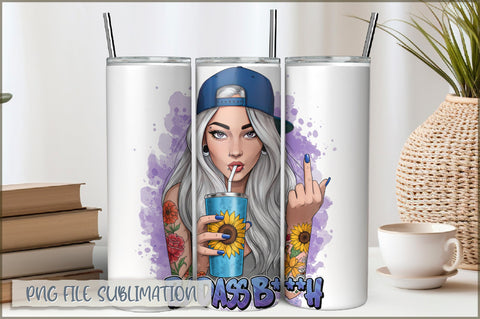 Badass Girl 20 Oz Tumbler Wrap PNG Sublimation Shetara Begum 