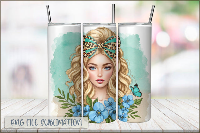 Badass Girl 20 Oz Tumbler Wrap PNG Sublimation Shetara Begum 