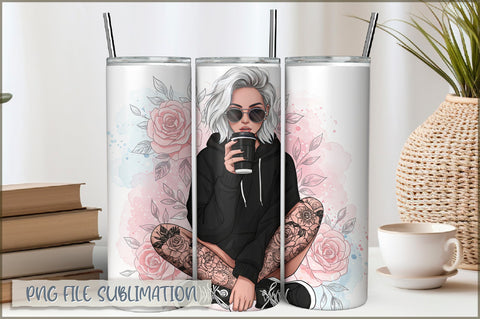 Badass Girl 20 Oz Tumbler Wrap PNG Sublimation Shetara Begum 