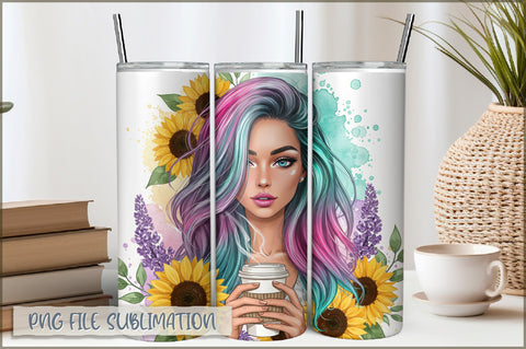 Badass Girl 20 Oz Tumbler Wrap PNG Sublimation Shetara Begum 