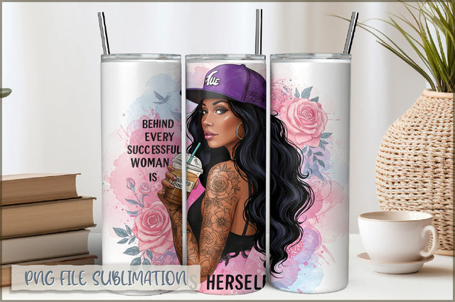 Badass Girl 20 Oz Tumbler Wrap PNG Sublimation Shetara Begum 