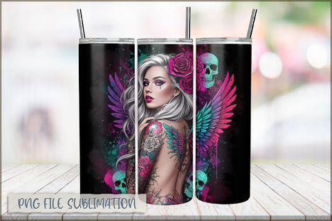 Badass Girl 20 Oz Tumbler Wrap PNG Sublimation Shetara Begum 