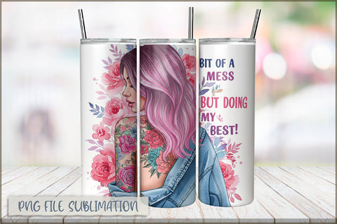 Badass Girl 20 Oz Tumbler Wrap PNG Sublimation Shetara Begum 