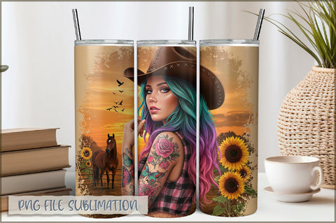 Badass Girl 20 Oz Tumbler Wrap PNG Sublimation Shetara Begum 