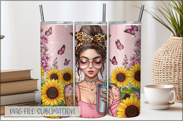 Badass Girl 20 Oz Tumbler Wrap PNG Sublimation Shetara Begum 