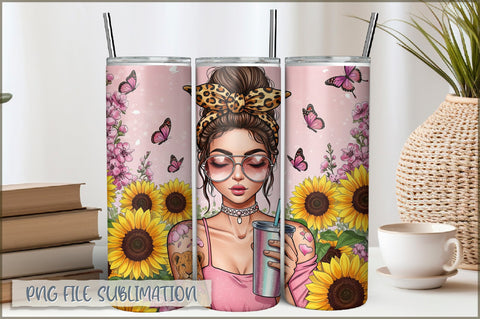 Badass Girl 20 Oz Tumbler Wrap PNG Sublimation Shetara Begum 