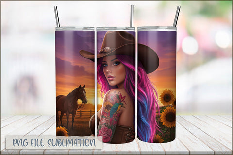Badass Girl 20 Oz Tumbler Wrap PNG Sublimation Shetara Begum 