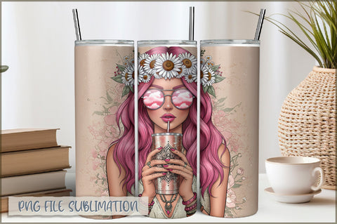 Badass Girl 20 Oz Tumbler Wrap PNG Sublimation Shetara Begum 