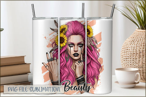 Badass Girl 20 Oz Tumbler Wrap PNG Sublimation Shetara Begum 