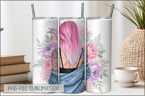 Badass Girl 20 Oz Tumbler Wrap PNG Sublimation Shetara Begum 