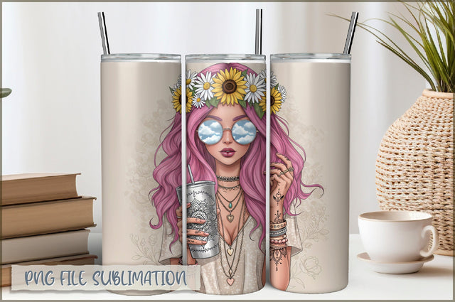 Badass Girl 20 Oz Tumbler Wrap PNG Sublimation Shetara Begum 