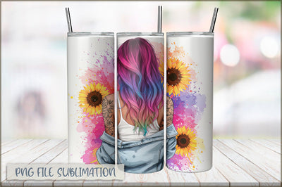 Badass Girl 20 Oz Tumbler Wrap PNG Sublimation Shetara Begum 