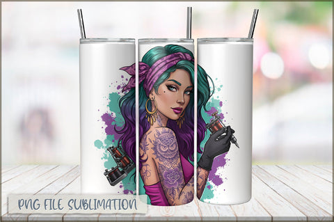Badass Girl 20 Oz Tumbler Wrap PNG Sublimation Shetara Begum 