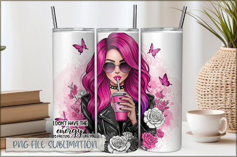 Badass Girl 20 Oz Tumbler Wrap PNG Sublimation Shetara Begum 