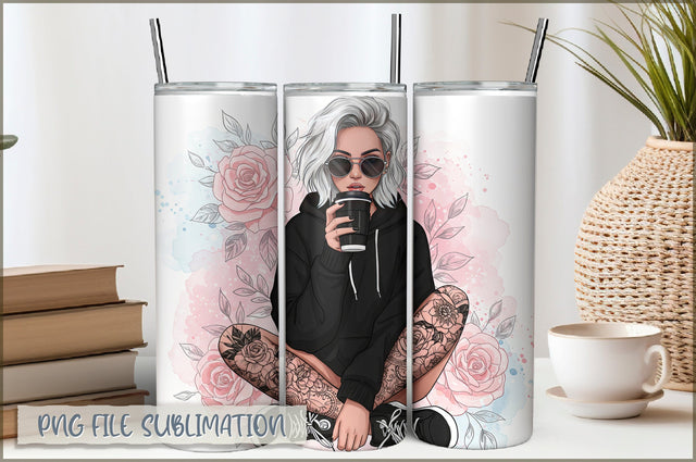 Badass Girl 20 Oz Tumbler Wrap PNG Sublimation Shetara Begum 