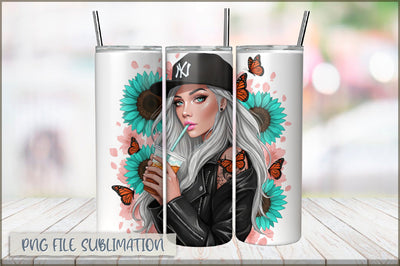 Badass Girl 20 Oz Tumbler Wrap PNG Sublimation Shetara Begum 