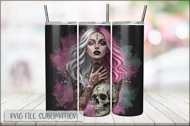 Badass Girl 20 Oz Tumbler Wrap PNG Sublimation Shetara Begum 