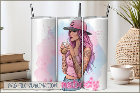 Badass Girl 20 Oz Tumbler Wrap PNG Sublimation Shetara Begum 