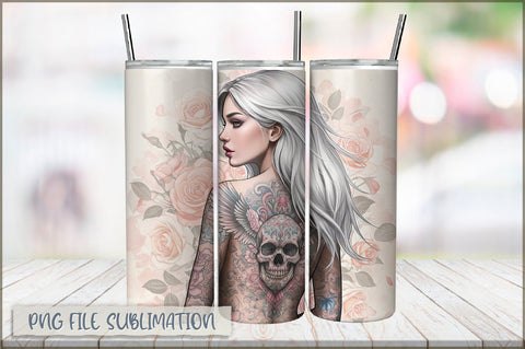 Badass Girl 20 Oz Tumbler Wrap PNG Sublimation Shetara Begum 