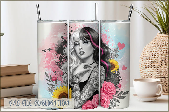 Badass Girl 20 Oz Tumbler Wrap PNG Sublimation Shetara Begum 