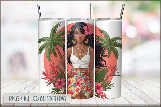 Badass Girl 20 Oz Tumbler Wrap PNG Sublimation Shetara Begum 