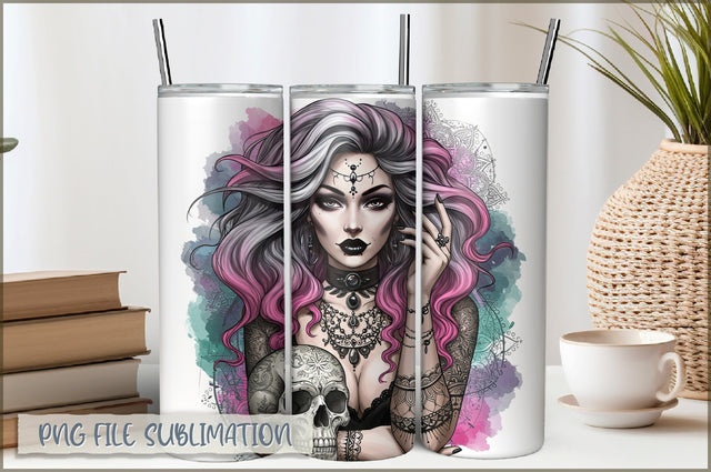 Badass Girl 20 Oz Tumbler Wrap PNG Sublimation Shetara Begum 