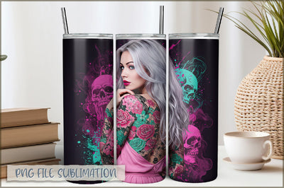 Badass Girl 20 Oz Tumbler Wrap PNG Sublimation Shetara Begum 