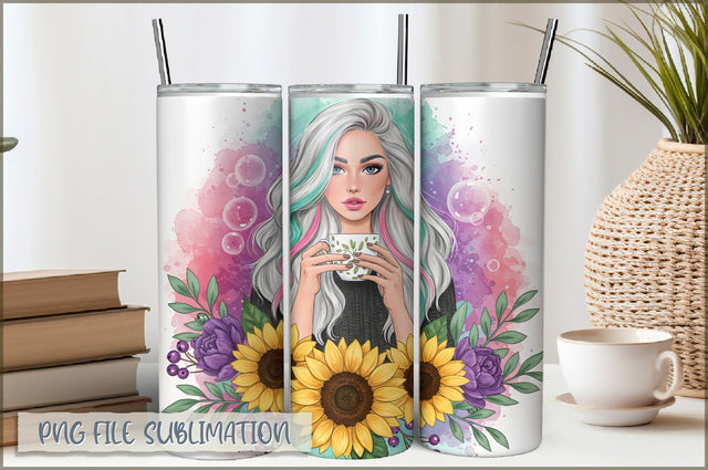 Badass Girl 20 Oz Tumbler Wrap PNG Sublimation Shetara Begum 