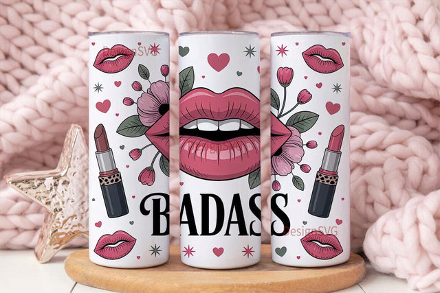 Badass Lips 20oz Tumbler Wrap Sublimation DesignSVG 