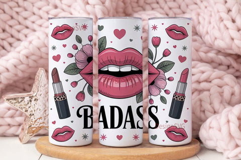 Badass Lips 20oz Tumbler Wrap Sublimation DesignSVG 