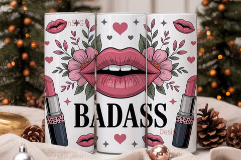 Badass Lips 20oz Tumbler Wrap Sublimation DesignSVG 
